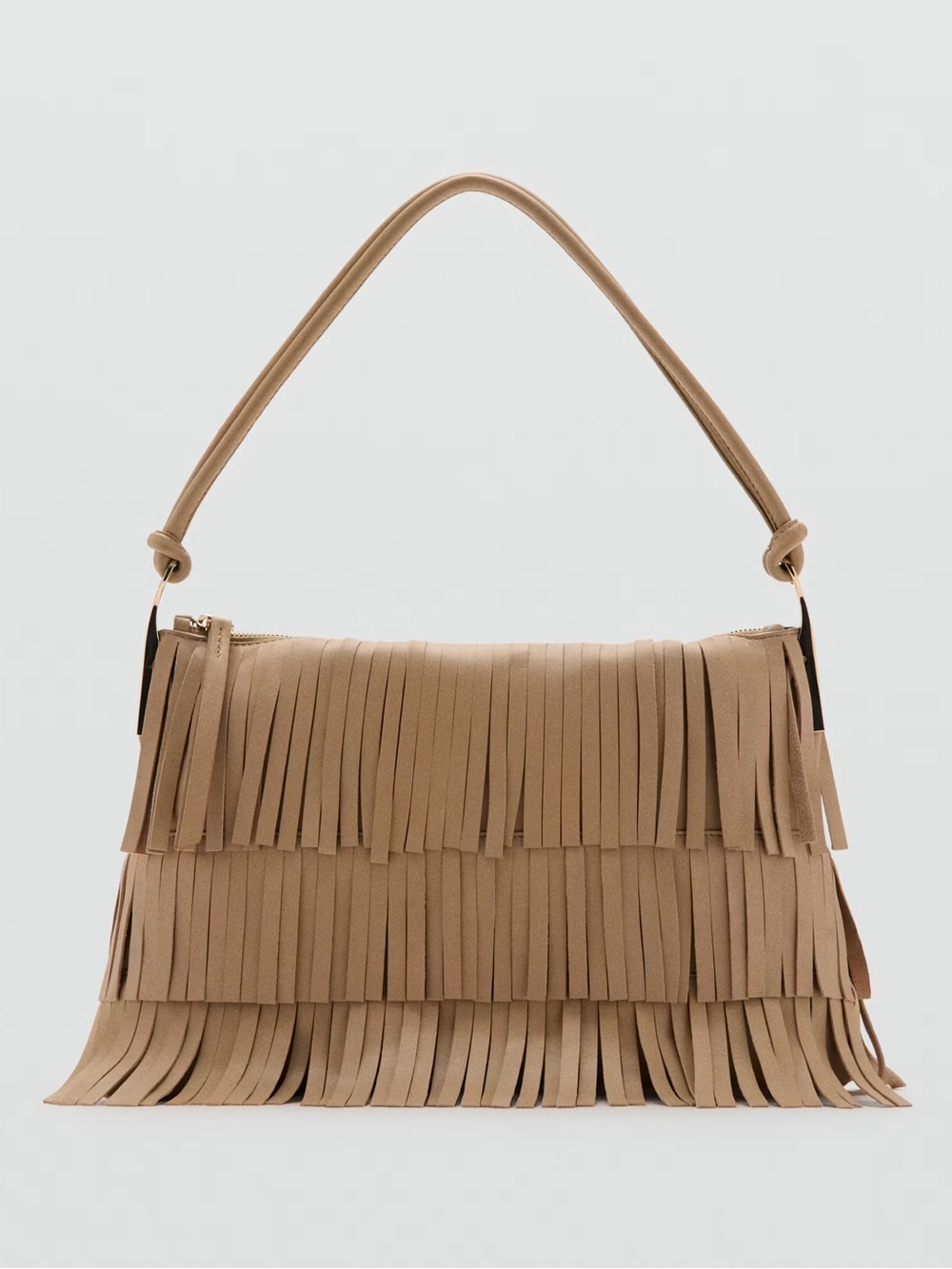 MANGO LARGE LEATHER SHOULDER BAG WITH FRINGES - Picture 3 of 6